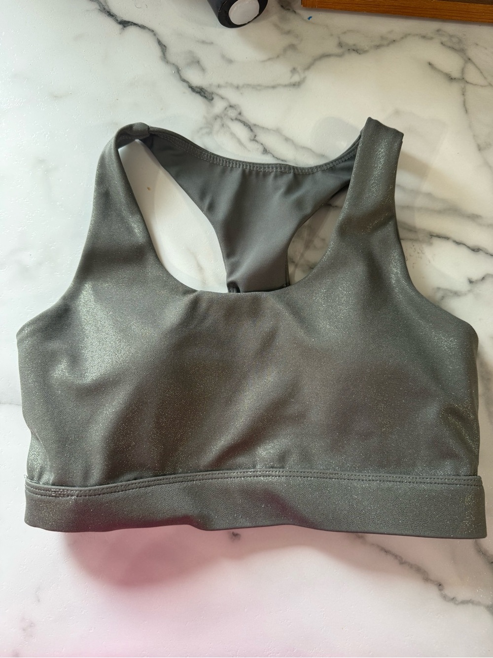 Allfenix Shimmery Olive Green Racerback Sports Bra